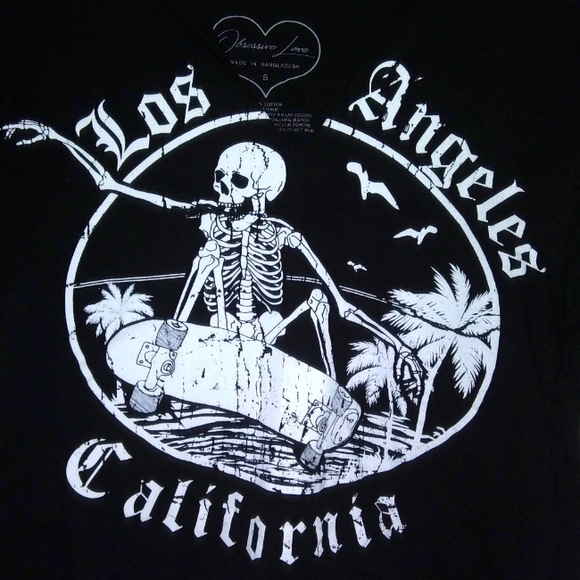 Gothic California Skateboarding Skeleton Crop Top-Size Small - Picture 4 of 5
